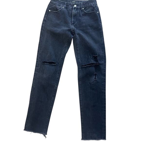 Trendiano Distressed Skinny Black Jeans, Back Leg Zippers, Grunge, Goth, S - Picture 2 of 10